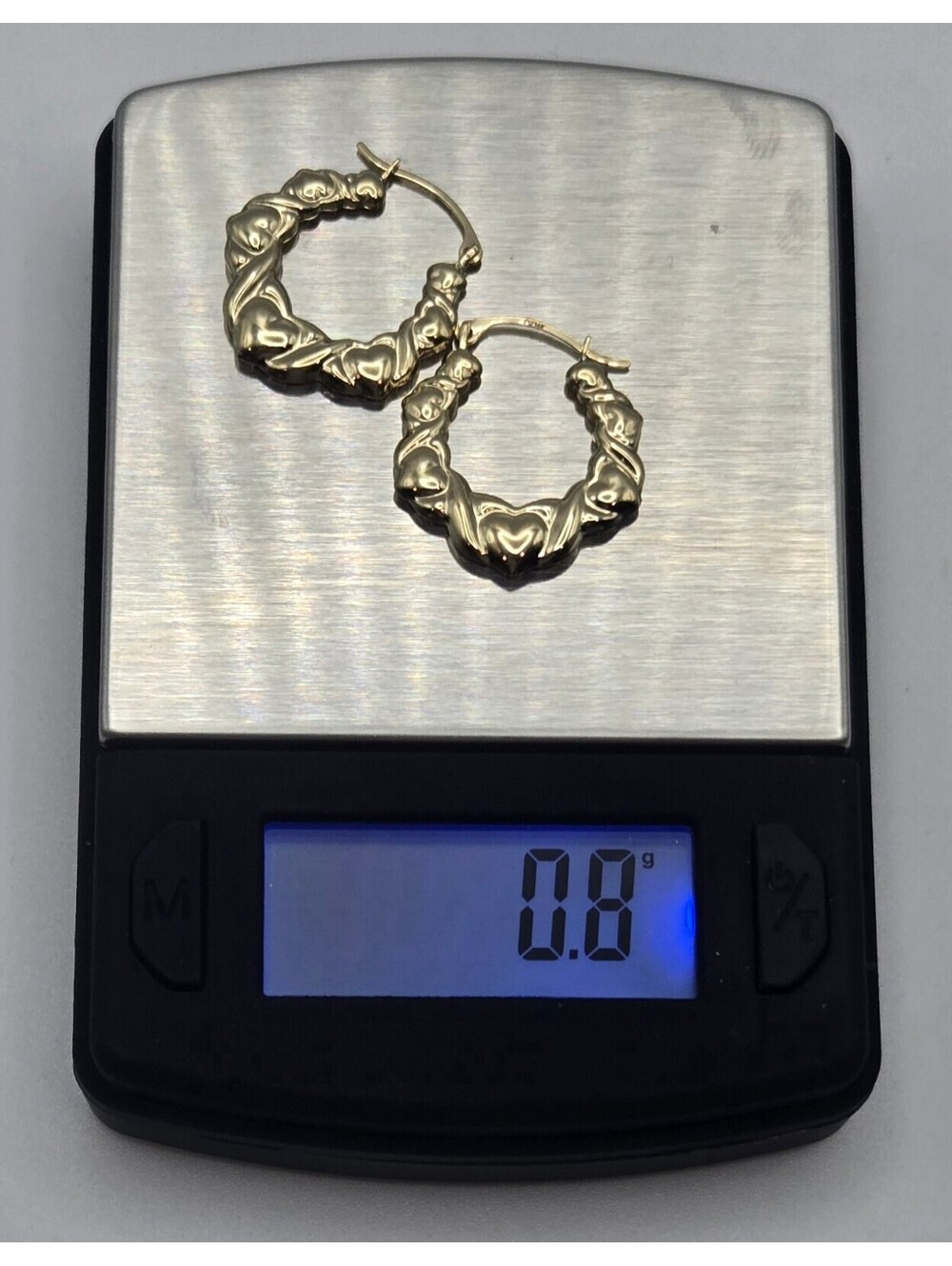 NEW 14K Gold Heart Hoop Earrings, 18.75mm, Love Hearts Yellow Gold Hoops, ITALY - Picture 6 of 9